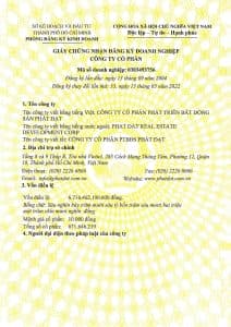 Giấy phép kinh doanh PDR thay đổi lần thứ 33