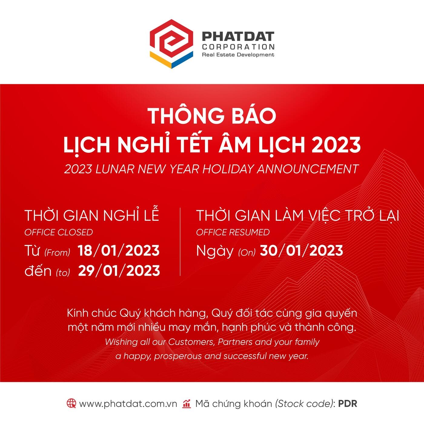 lich nghi tet 2023 phat dat corporation